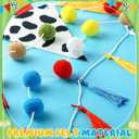 HunnmingRe 5 Pcs Cartoon Birthday Party Decorations 9.8 ft Baby Shower Decorations Happy Birthday Banner Tassel Triangle Flags Banners Felt Pom Pom Balls Garland for Holiday Outdoor Indoor Tree