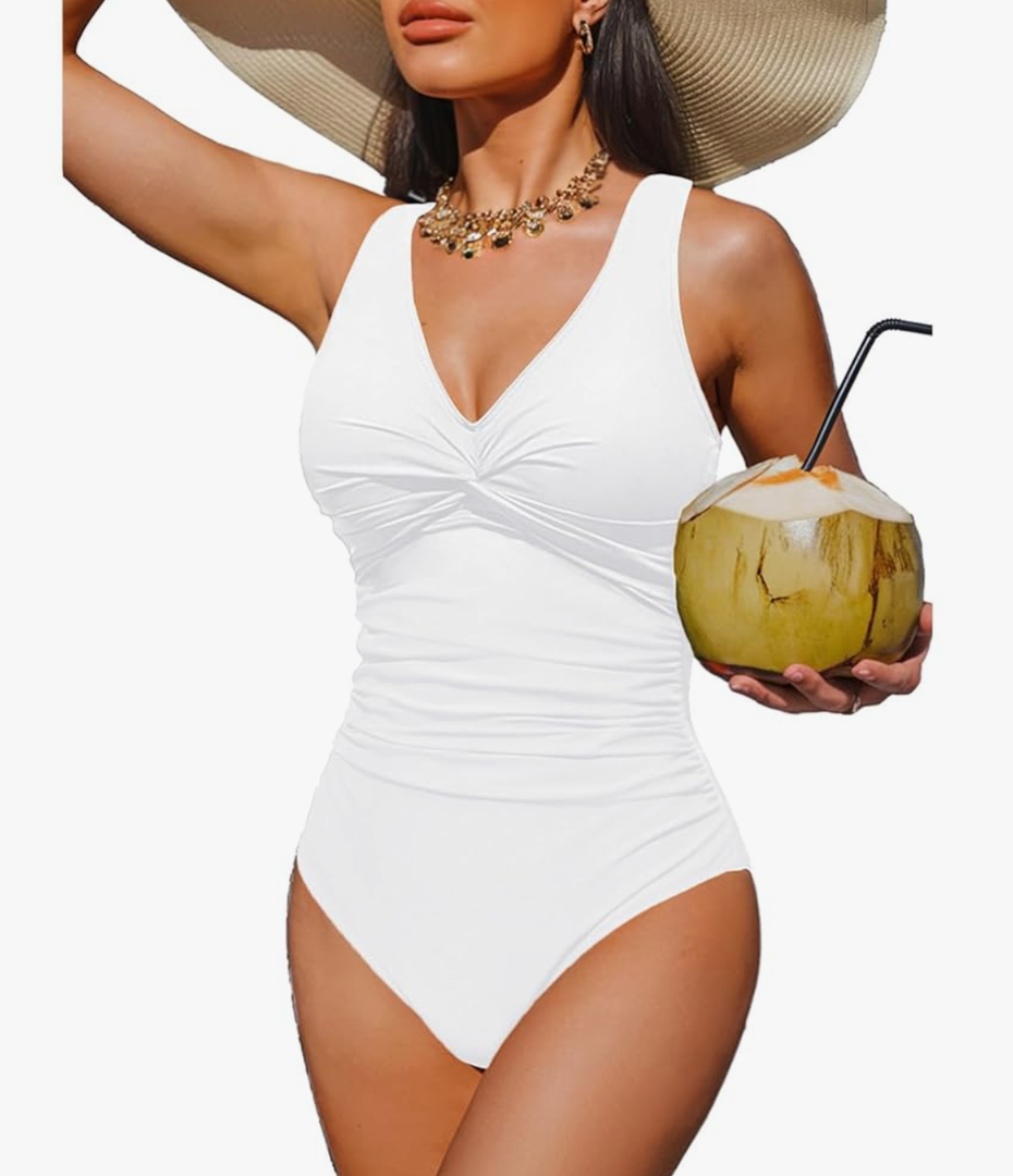 Holipick Women Tummy Control One Piece Swimsuit - Push Up Bathing Suit Full Coverage Slimming Swimwear M