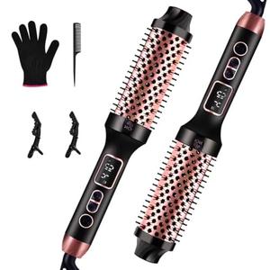 Upgraded Infrared Bounce Brush, Heated Thermal Round Brush with 5 Heat Settings & LED Display, 1.5 Inch lonic for Hair Straightener & Curling Wand, Dual Voltage, Blowout Look, Gifts for Women, 1 Piece