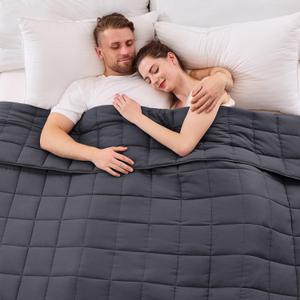yescool King Size Weighted Blanket for Adults (20 lbs, 80 x 87, Grey) Cooling Heavy Blanket for Sleeping Perfect for 190-210 lbs, Breathable Blanket for Adults & Couple All Season, Machine Washable