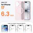 ORNARTO for iPhone 17 Case 6.3", 20FT Military-Grade Drop Protection, Compatible with MagSafe, Slim Matte Clear Anti-Fingerprint Shockproof Protective Cover, Chalk Pink