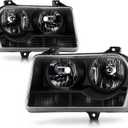 APSVE Headlights Assembly 2005 2006 2007 2008 2009 2010 Compatible with Chrysler 300 Halogen Factory Style Headlight Head Lights Lamps Replacement Driver Passenger Side,Black