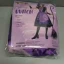 Spooktacular Creations Light-up Witch Costume for Girls, Toddlers Print Witch Outfit Set for Kids Halloween Dress Up Parties (Purple, L)
