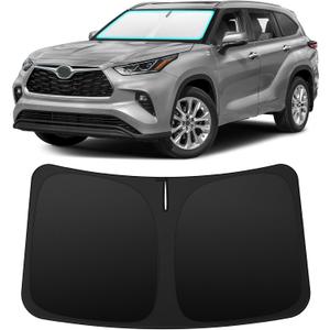 INSAUTO Foldable Windshield Sun Shade for Toyota Highlander 2020-2025, Heat & UV Protection Car Sunshade with Storage Bag, Keep Interior Cool & Easy Installation