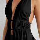 SOLY HUX Women's Sexy 2 Piece Outfits Hollow Out Asymmetrical Halter Top Bodycon Mini Skirt Party Club Sets (Black, S)