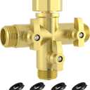 YANWOO Heavy Duty Metal 3 Way + Type Garden Hose Splitter with Shut-Off Valves, 3/4" High Flow Spigot Faucet Connectors with 4 Extra Silicone Washers