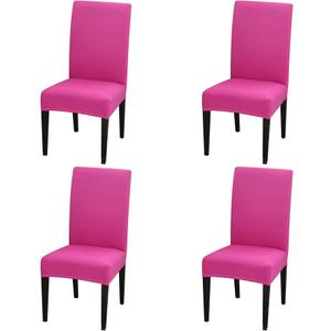 Dimatic 4 Pack Dining Chair Covers, Stretch Spandex Removable Washable Protector Chair Slipcovers for Dining Room Kitchen Hotel (Rosy)
