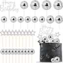 33PCS Disco Ball Cake Topper, 1970s Disco Ball Cake Picks Dance Party Supplies,Small Disco Balls Cake Decorations for Disco 70s Theme Party