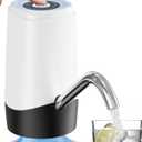 Water Dispenser Pump, USB Charging Automatic Drinking Water Pump for Mini Water Jug Dispenser Portable, Ideal for Home Kitchen Living Room Office Camping (White-black)