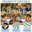 Baquler 24 Pcs 11'' LED Flameless Taper Candles Blue Sage Green Beige Battery Operated Taper Candles Fake Flickering Light Candlesticks for Wedding Baby Shower Church Home Dinner Christmas Decor