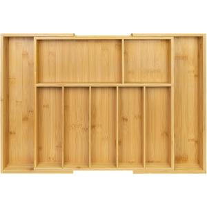 Utoplike Extra Large Kitchen Drawer Organizer, Expandable Bamboo Drawer Holder for Utensils, Silverware, Flatware, 7-9 Slots Cutlery Tray