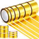 Colarr 6 Rolls Metallic Tape Self Adhesive Mirror Tape Polyester Stripe Washi Decorative Tapes Multi Width for Wall Decoration Border DIY Gift Wrap 1/5, 3/8, 3/5, 4/5, 1, 1-1/5 Inch, 132 Yards(Gold)