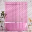 AmazerBath 72x78 Long Shower Curtain Liner, Clear Pink Plastic Shower Liner, Waterproof PEVA Shower Liners, Cute Lightweight Shower Curtains for Bathroom with 3 Magnets & 12 Rustproof Grommets