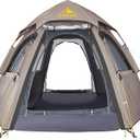 Camping Tent with Instant Setup, 2/3 Person Weatherproof Tent Easy Quick Set Up in 60 Seconds with Rainfly Backpack Tent for Family Camping & Hiking, Upgraded Ventilation,Center Height 66-inch (Khaki)