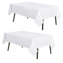MYSKY HOME 2Pack White Tablecloth 60x84 Inch Rectangle Table Cloth for 4 Feet Table- Wrinkle Resistant Washable Polyester Table Cover for Dining Party Camping and Halloween