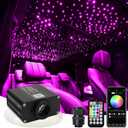 AMKI Upgraded 16W Starlight Headliner Kit Twinkle+Sound Activated 600pcs 0.03in 9.8ft Cable Fiber Optic Light APP/Remote Control for Car Home Star Ceiling Decoration