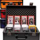 SLAB ARMOR 4 Row Graded Card Storage Box PSA Slab Case For Graded cards Hold 160+ Slabs Graded Card Case PSA Graded Card Storage Sports Baseball Card Collector Gifts TSA approved lock (BLACK)