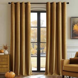 MIULEE Velvet Curtains Gold Elegant Grommet Curtains Fall Thermal Insulated Soundproof Room Darkening Black Out Curtains/Drapes for Classical Living Room Bedroom Decor 52 x 108 Inch Set of 2