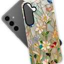 Case for Samsung Galaxy S26 Plus,Stained Glass Bloom Flower Phone Case Drop Resistant Glossy 2 in 1 Solid Dual-Layer Cover for Girl Women