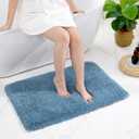 Disolla Blue Bathroom Rug 24x36 - Non-Slip Plush Thick Bath Mat, Highly Absorbent & Ultra Soft Fluffy Floor Mat, Machine Washable for Shower and Tub