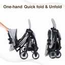 Beberoad Love R2 Small Travel Stroller Compact Strollers Foldable Lightweight Baby Stroller for Airplane, Infant with Adjustable Backrest, Cup Holder and Waterproof Canopy, Gray