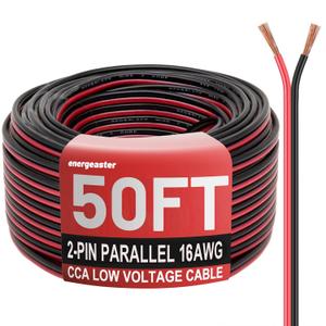 16 Gauge Wire, 16AWG Automotive Electrical Wire 50FT 2 Conductor Red Black 12V/24V DC Cable LED Strips Extension Cord for Light RC Car Speaker Wire