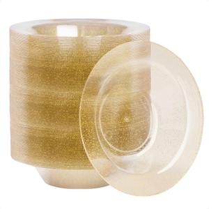 Goodluck 100 Pack Gold Glitter Plastic Bowls, 12oz Disposable Soup Bowls, Heavy Duty Dessert Bowls for Weddings, Parties, Dinners, Catering, Christmas and Everyday Use