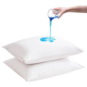 2 Pack Waterproof Pillow Protectors with Zipper Queen Size Zippered Pillow Case Protectors Hypoallergenic Bed Pillow Covers Encasement Smooth Downproof Feather Proof Machine Washable