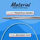 skacel by addi Rocket Circular Knitting Needles, Fixed 16 Inch (40 cm) Plated Brass Tips with Flexible Nylon Cord, 2.5 mm (US Size 1)