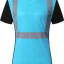 Women Safety Shirt,High Reflective T Shirt for Woman with Unusual Reflective Pattern,Short Sleeve Breathable (Blue, M)