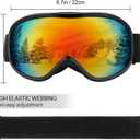 Ski Goggles Frameless Anti-Fog Windproof OTG Design Snowboard Goggles UV400 Block Eyes Protect Lens Adult Youth (Black and Red)