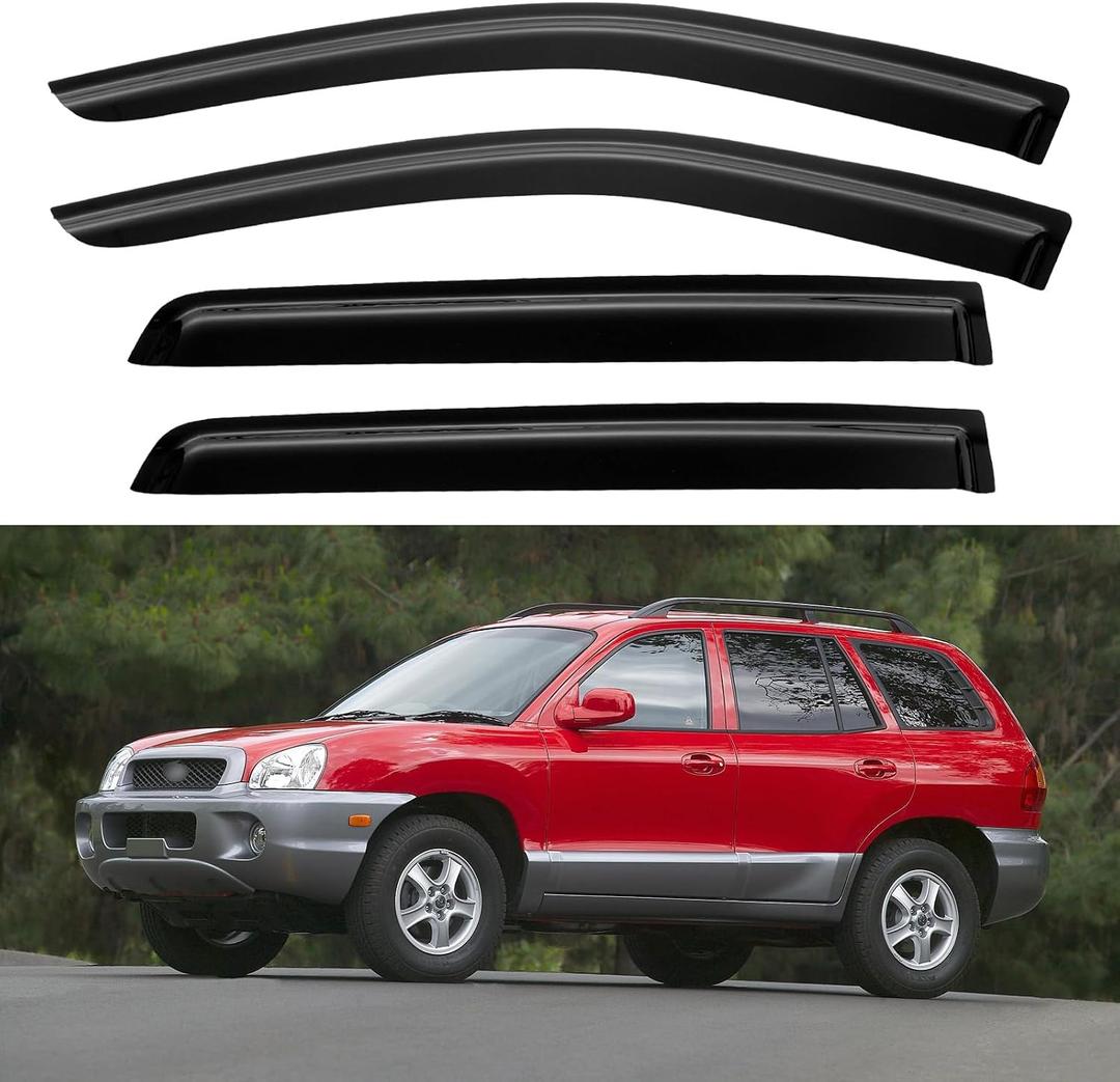Window Visors Rain Guards for 2001-2006 Hyundai Santa Fe, Out-Channel Window Vent Wind Deflectors Visors Shades for 01-06 Santa Fe