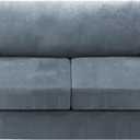 H.VERSAILTEX Sofa Cover 3 Piece T Cushion Loveseat Slipcovers Thick Velvet Couch Cover Stretch T Cushion Sofa Covers for 2 Cushion Couch with 2 Individual T Cushion Covers Washable, Stone Blue