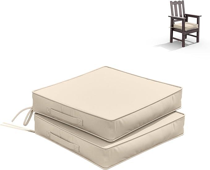 Outdoor Chair Cushions Patio Funiture Seat Cushion 18,5 L X 16 W X 2 H Waterproof & Fade Resistant Sofa Couch Chair Pads with Handle & Adjustable Straps Set of 5