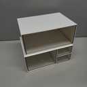 Marknor Desk Organizer with 4 Drawers, Makeup Organizer, Plastic Sundries Storage, Vanity Organizer, Cosmetic Storage Organizer, Desk Storage Box, Bathroom Counter or Dresser, White (CD-QBH-01)