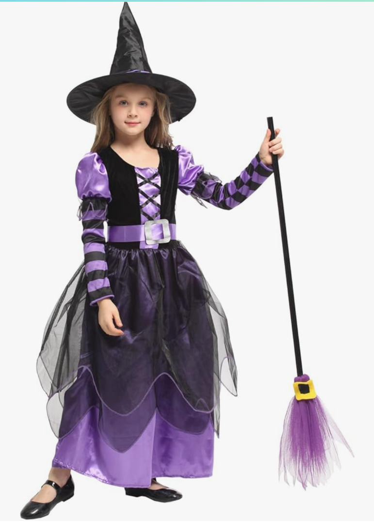 Narecte Halloween Witch Costume for Girls - Kids Halloween Costume Size 110-120 cm