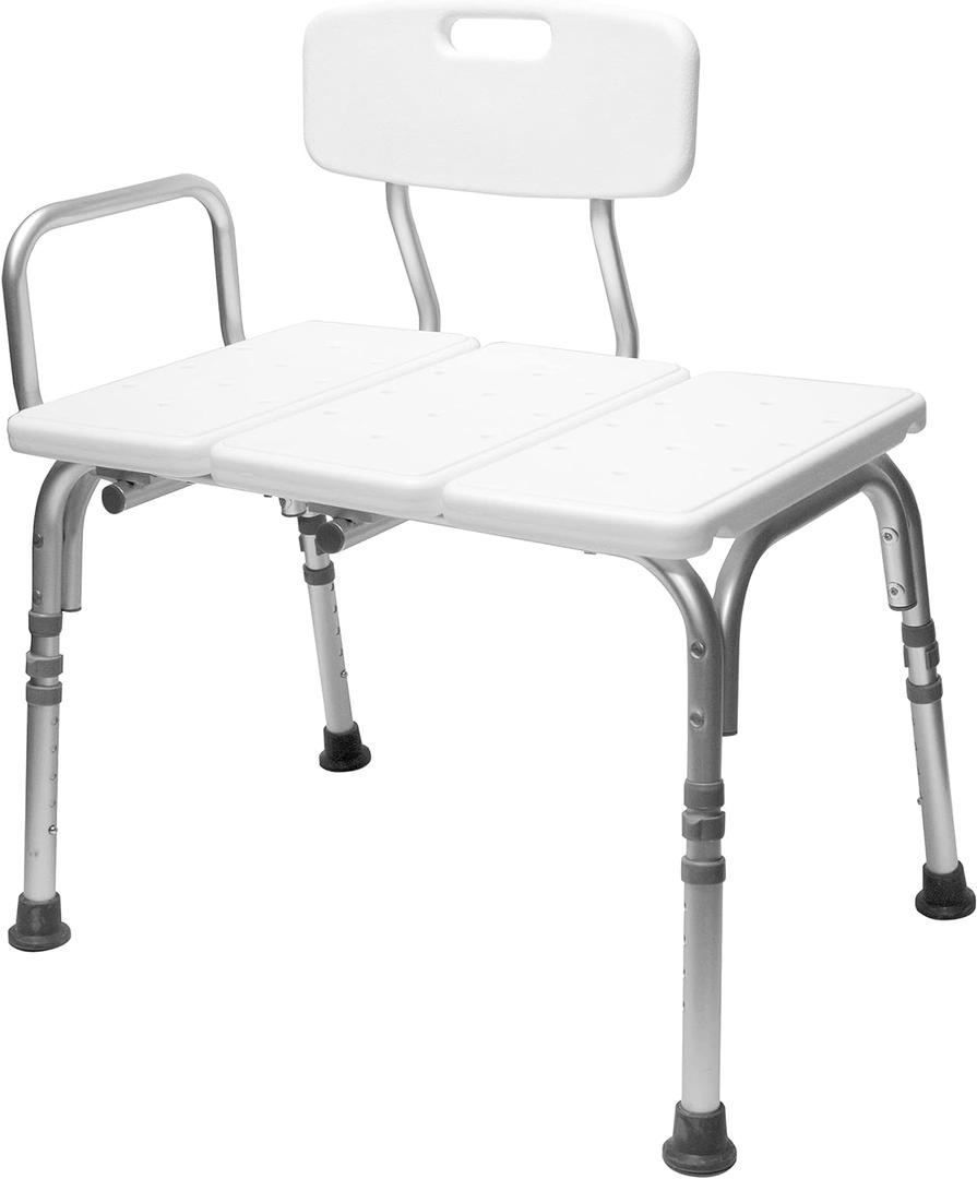 Carex Shower Bench and Shower Chair For Elderly and Disabled with Height Adjustable Legs, Tub Bench Converts to Right or Left Hand Entry, Shower Chair For Bathtub