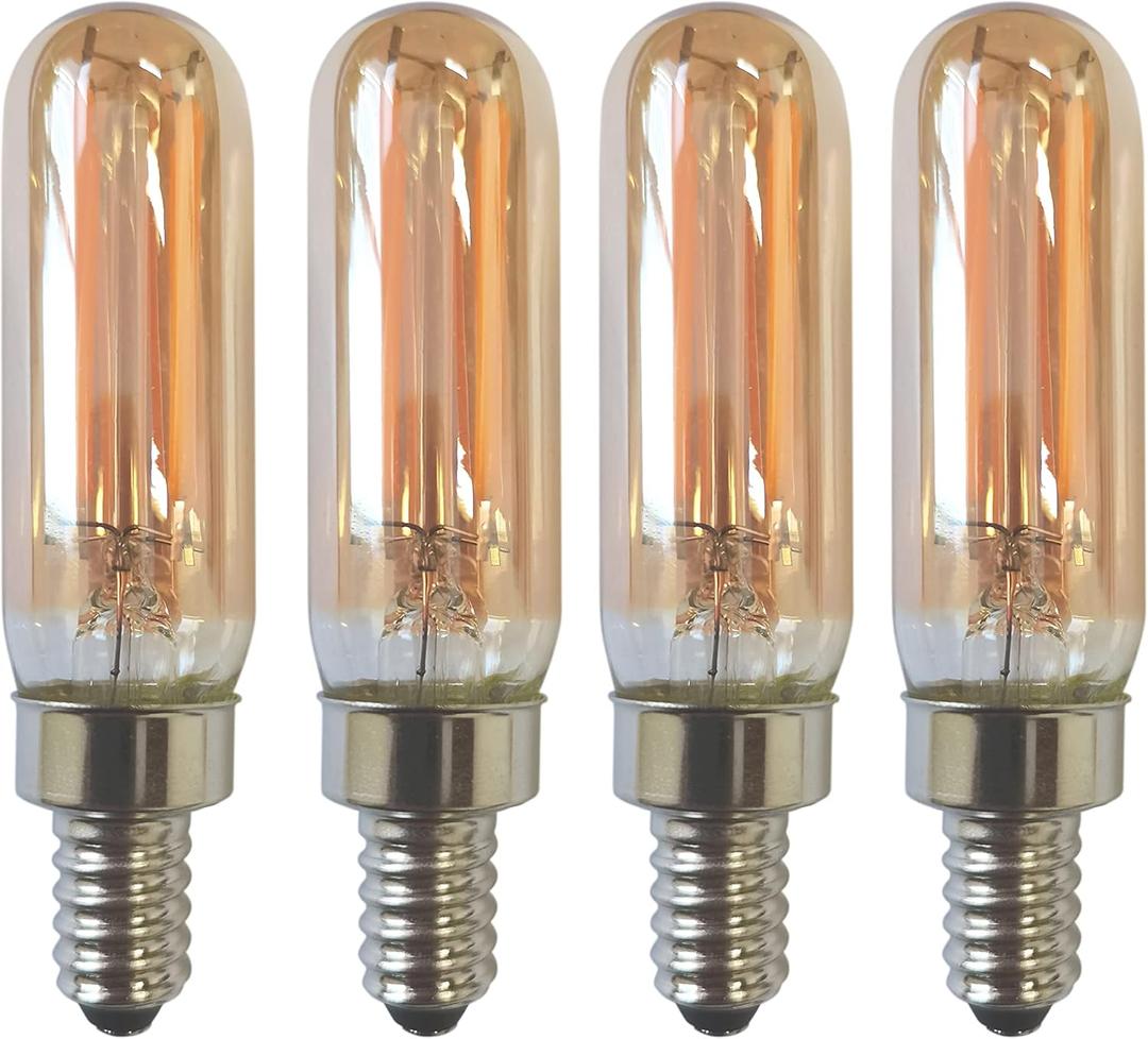 Dimmable 2 Watt E12 Base T6 Led Candelabra Light Bulbs Warm White 2200K Amber Glass 120lm 120V Dimmable T20 Eye Protection Led Filament Bulb Edison Bulb Decorative Lights Bulb Pack of 4