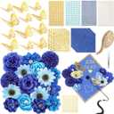 Wavwavw 43 PCS DIY Graduation Cap Decorations Kit, Grad Cap Decorations Included Faux Flowers 3D Butterfly Self Adhesive Rhinestones Stickers Alphabet Letter Stickers for 2026 Grad Party (Blue)
