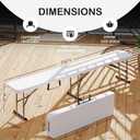 VSOAEIL 6 Foot Folding Bench, Portable Plastic Folding Bench Seat, Foldable Seat for Indoor Outdoor Picnic Camping Dining, Soccer Garden Multipurpose Entertaining Activities, White, 2 Pack