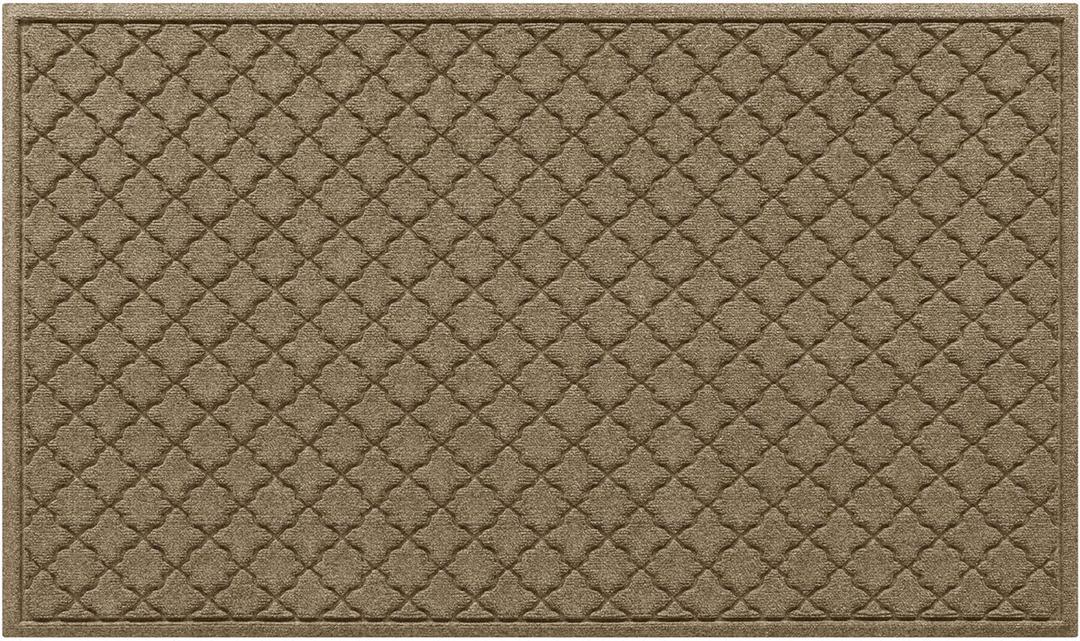 WaterHog Cordova Front Door Mat Indoor Outdoor Entrance, Absorbent All-Weather Doormat Non-Slip Rubber Backing, Dirt & Moisture Trapper, Low Profile, Easy Clean, Made in USA, 35"x59" Camel