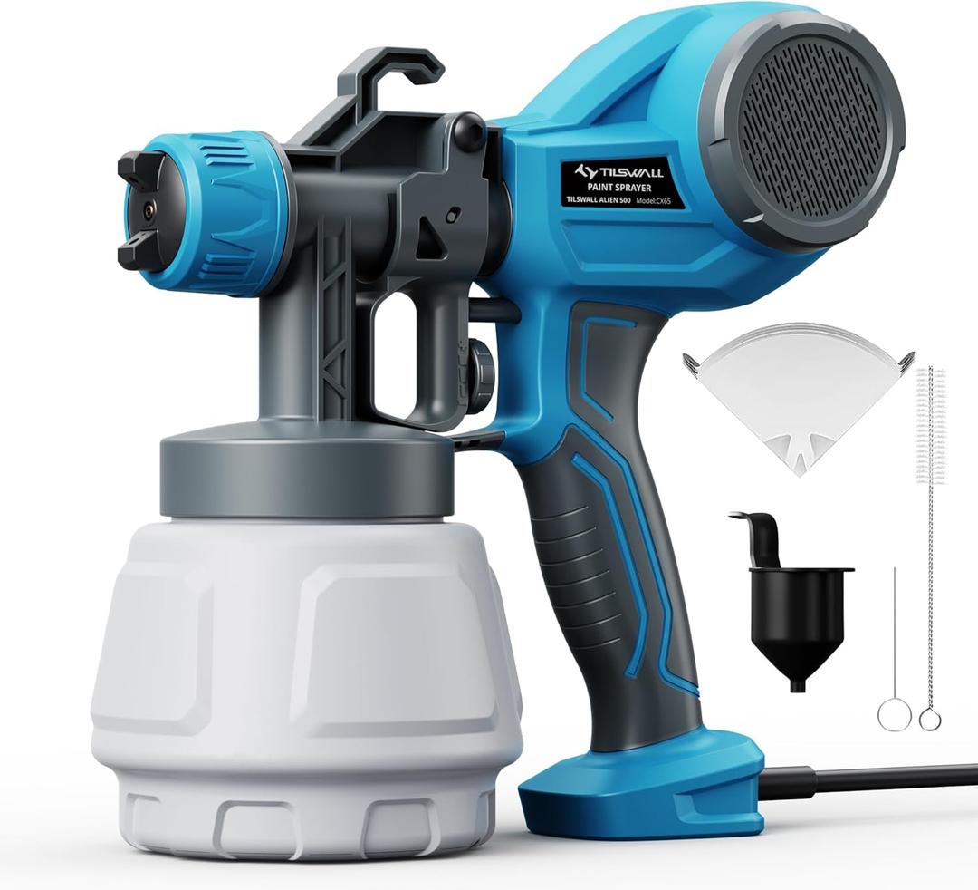 Tilswall Paint Sprayer, Ultra Lightweight Spray Paint Gun with 4 Nozzles & 3 Patterns, Easy to Clean, for Furniture, Cabinets, Fence, Walls, Door, Garden Chairs