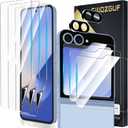 3 x [3 + 3 + 2 Pack] Screen Protector Compatible with Galaxy Z Flip 6 5G, 3 Inner TPU Screen Protectors + 3 External Tempered Film + 2 Camera Lens Glass, Easy Install with Alignment Tool