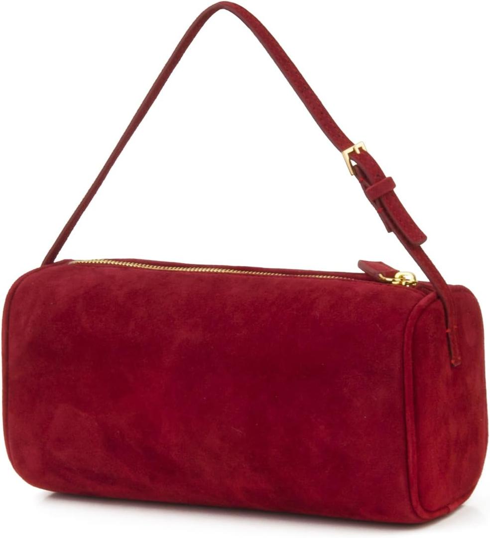 Premium Suede Leather Crossbody Purses for Women, Small Shoulder Bag with Adjustable Strap and Crossbody Hobo Bag (Red)