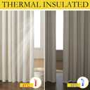 NICETOWN Natural Bedroom Full Blackout Linen Curtain Panels Set of 2, 62" by 72", Thick Insulated Classic Grommet Blackout Draperies with White Thermal Insulated Liner for Windows