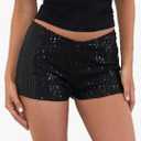 Women Y2k Sequin Micro Shorts Low Rise Bodycon Sparkly Mini Shorts Sexy Going Out Bottoms Rave Party Clubwear, S