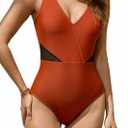 Cromi One Piece Swimsuit Tummy Control V Neck, Red XXL (Red, XXL)