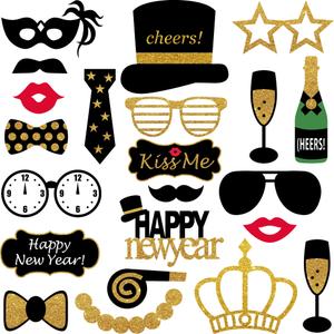 KatchOn, New Years Photo Booth Props - Pack of 21 | New Years Eve Photo Booth Props 2026, New Years Eve Party Supplies 2026 | NYE Party Favors, NYE Decorations 2026 | Happy New Years Decorations 2026