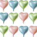 Pink Heart Shaped balloons Pack of 12,18 Inch Love Valentine Balloons Heart Romantic Balloons For Valentines Day Propose Marriage Wedding Bridal Shower Engagement Party Decorations (12 Baby Pink Blue Olive)
