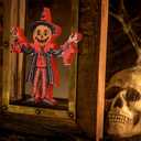 Roowest 7.87 x 5.91 Inches Vintage Halloween Table Decorations Chunky Sitter Wooden Pumpkin Man Rustic Retro Halloween Figurines for Primitive Centerpieces Shelves Mantels Home Indoor Decor